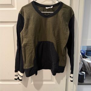 Wilt Olive and Black Crew Neck Sweater